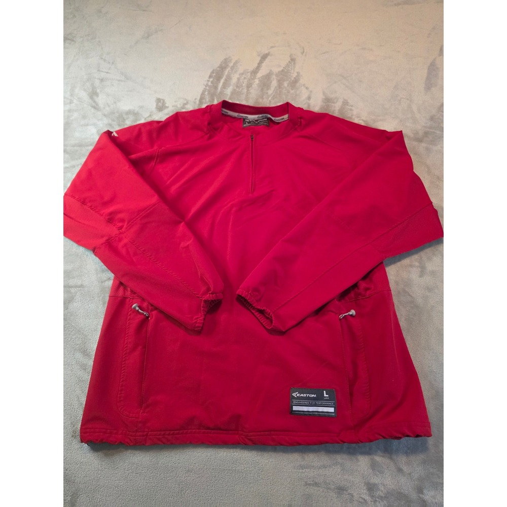 Easton Pullover Jacket Mens Large Red Quarter Zip Performance Long Sleeve